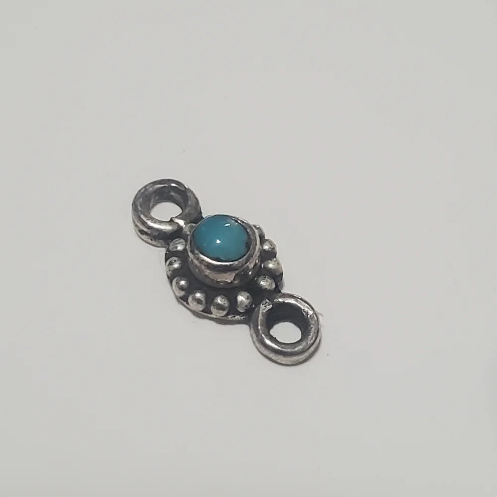 2/$15 Sterling Silver Link with Imitation Turquoise 14x7mm 925
